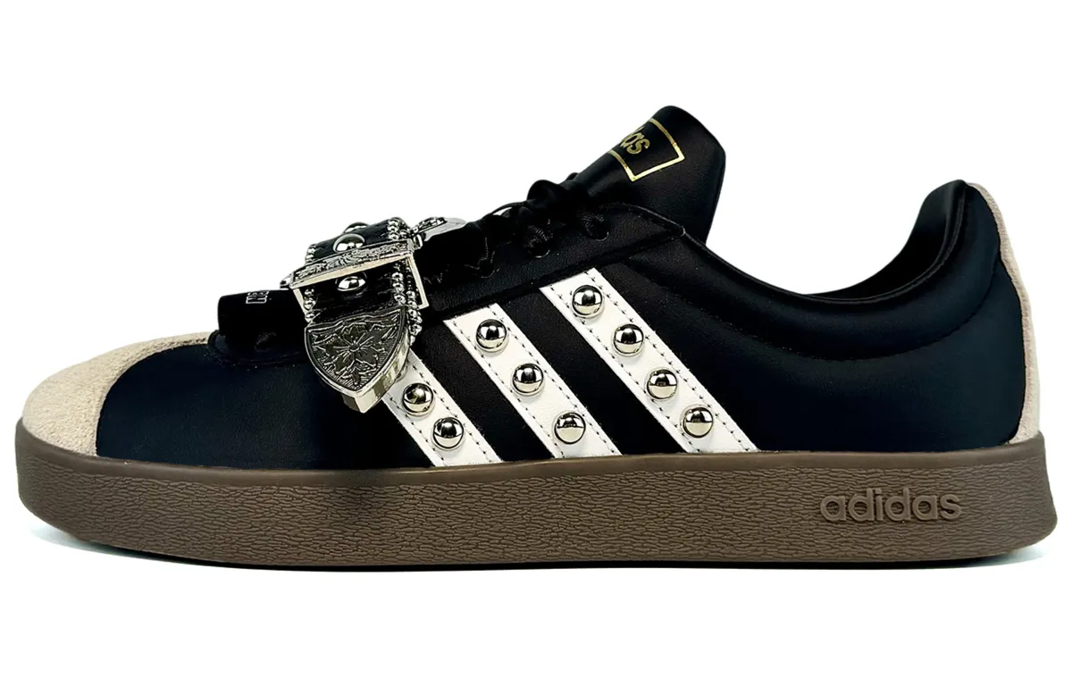 Adidas VL COURT 2.0 Suixin, Horse Hoof Buckle, Gothic, Gothic Style Low top Skateboard Shoes Unisex Black