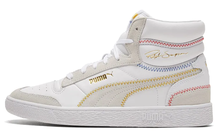 PUMA Ralph Sampson Mid Stitch White/Grey/Yellow High Board Shoes