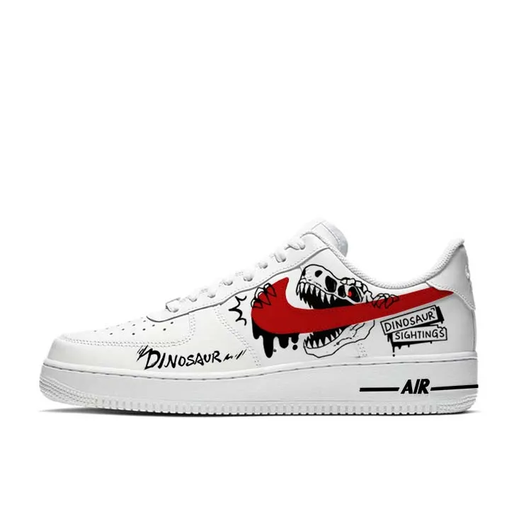 Nike Air Force 1 Slip Resistant Abrasion Resistant Low top Skateboard Shoes Unisex White Red