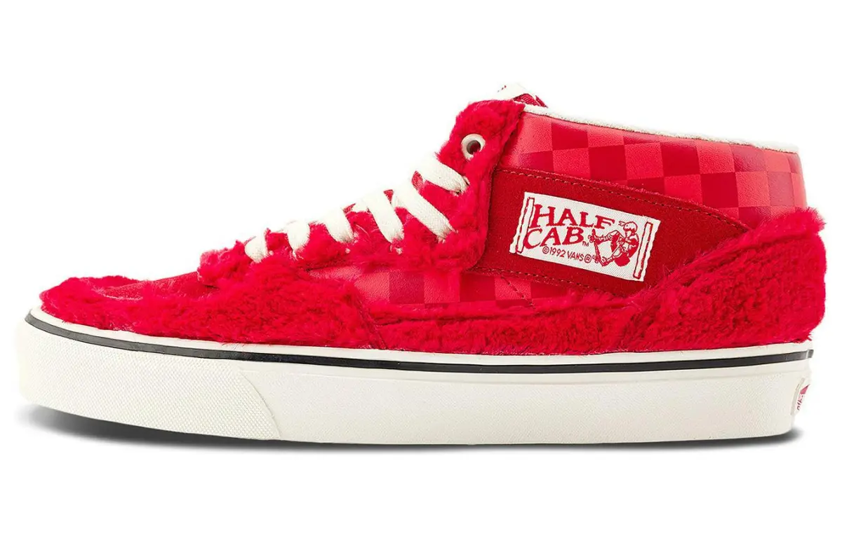 Vans Half Cab Abrasion Resistant Breathable Mid top Skateboard Shoes Unisex Red