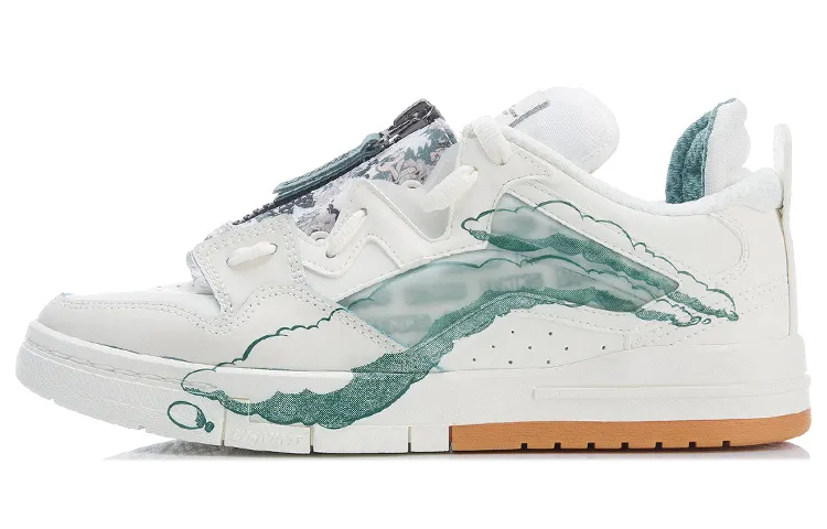 Li Ning Wave Pro Skateboard Shoes Men's Low Top White/Green/Brown
