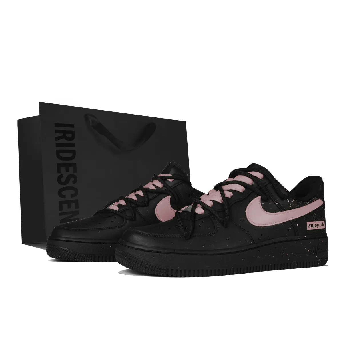 Nike Air Force 1 Leather Low top Skateboard Shoes Unisex Black Pink