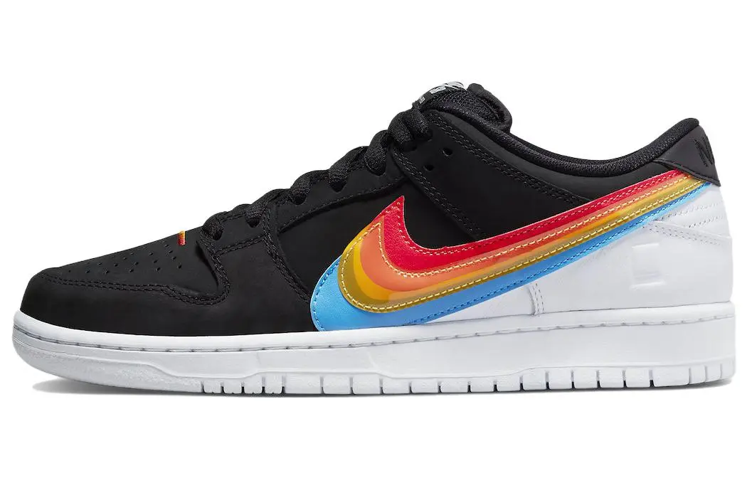 Nike x Polaroid Dunk SB Pro QS "beyond The Rainbow" Leather, Suede Black Rainbow Low-top Skateboard Shoes Unisex