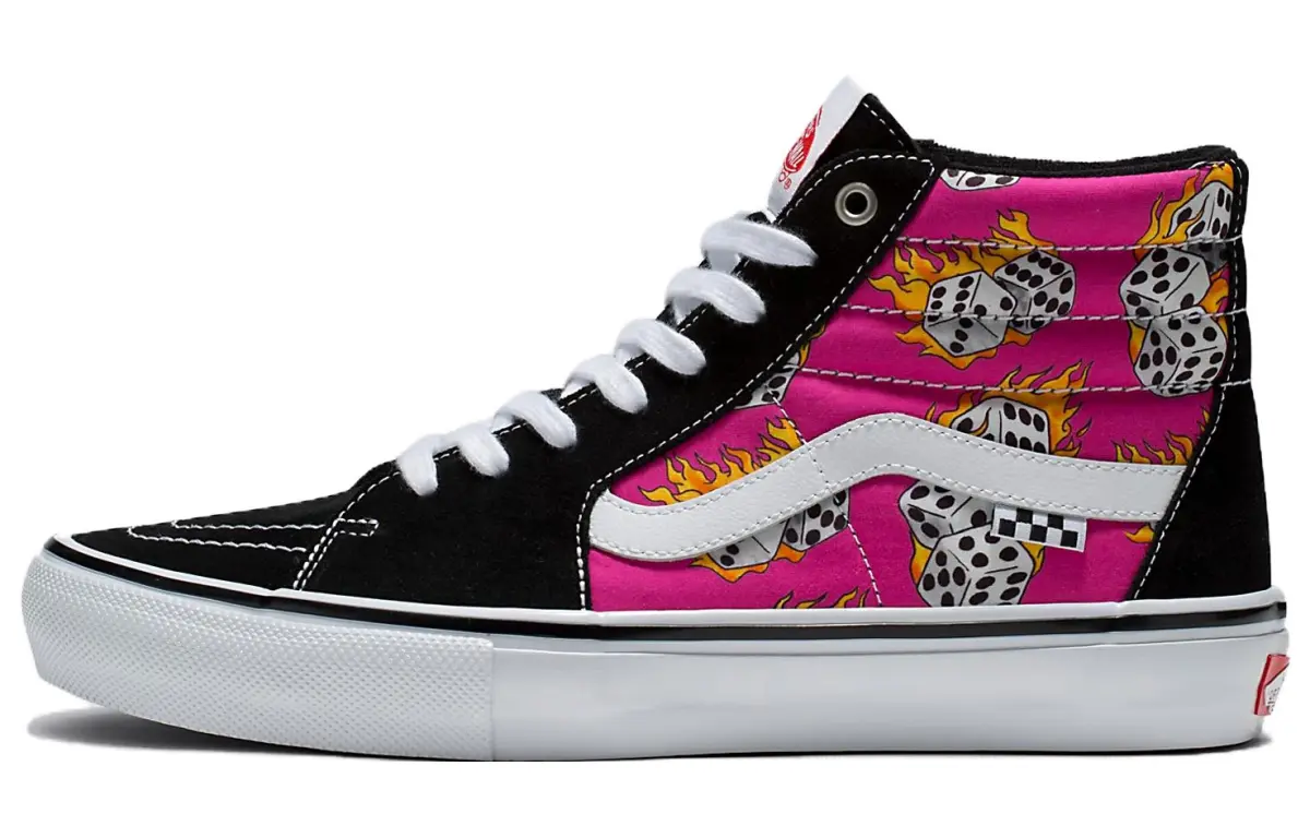 Vans SK8 Skate Abrasion Resistant High top Skateboard Shoes Unisex Black Pink White
