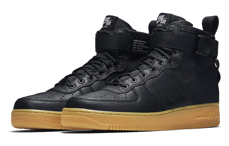 Кроссовки Nike Air Force 1 (черный / черный / светло-коричневый) — Чёрный / чёрный / светло-коричневый — фото 3