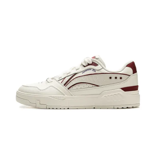 Li Ning Common 80s Synthetic Leather Low top Skateboard Shoes Men's White Red