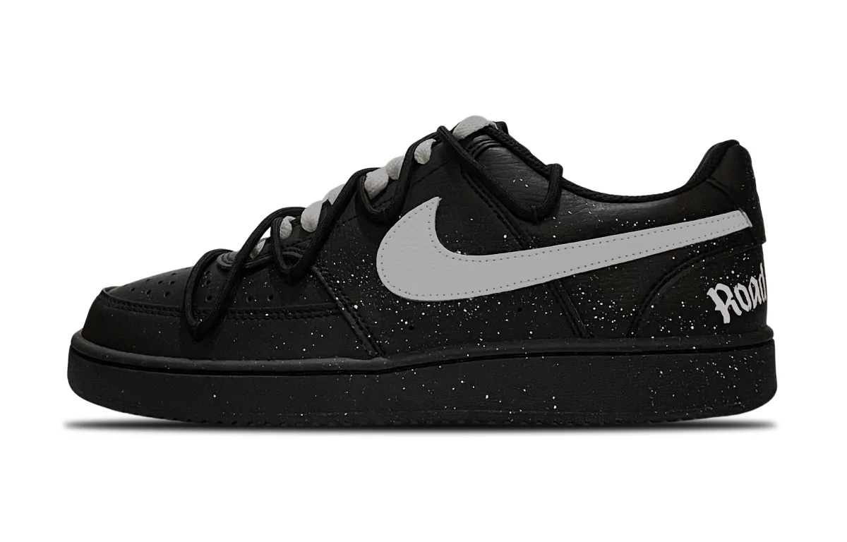 Nike Court Vision Low Slip Resistant Abrasion Resistant Low top Skateboard Shoes Unisex Black Silver
