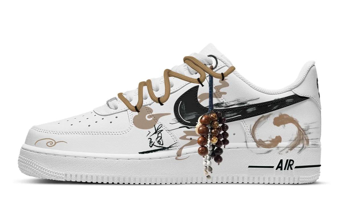 Nike Air Force 1 Daoist Method Slip Resistant Cushioning Low top Skateboard Shoes Men's White Brown