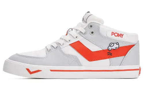 Pony Atop Comfortable And Trendy Low top Skateboard Shoes Unisex Red Gray
