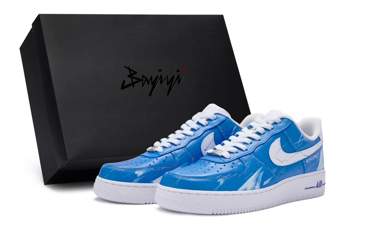 Nike Air Force 1 811 Manufacturing, Ryukou Storm, Special Shoe Box Low top Skateboard Shoes Women's White Blue