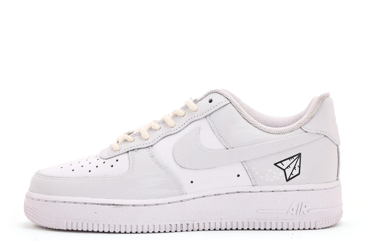 Nike Air Force 1 Coverage Abrasion Resistant Low top Skateboard Shoes Unisex White Gray