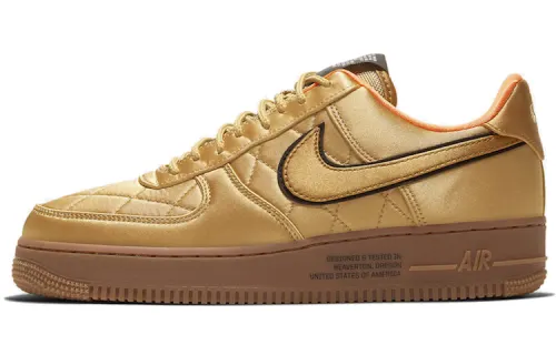 Nike Air Force 1, trendy, versatile and casual, non-slip, lightweight, low-cut sneakers, same style for men and women, hot gold