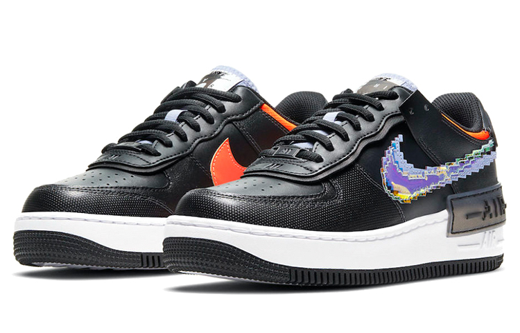 Женские кеды Nike Air Force 1 Shadow "Pixel" (черно-оранжевые) — фото 3