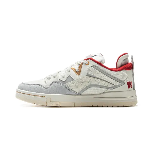 Li Ning Wave PRO Slip Resistant Cushioning Abrasion Resistant Low top Skateboard Shoes Men's White Gray Red