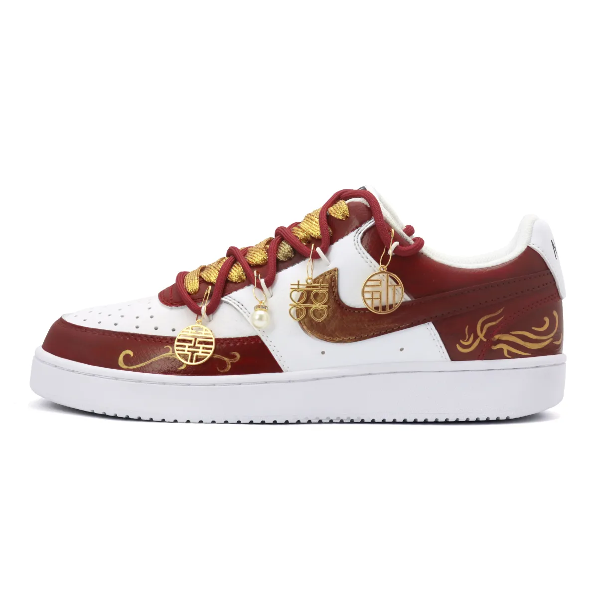 Nike Court Vision 1 Low top Skateboard Shoes Unisex Red White Gold