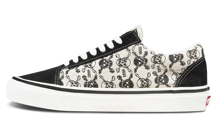 Vans Skeleton Lightweight Low top Skateboard Shoes Unisex Black White
