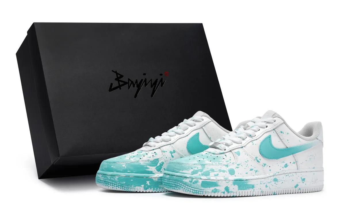 Nike Air Force 1 811 Manufacturing, Oil Paint On Site, Special Shoe Box Low top Skateboard Shoes Women's White Green