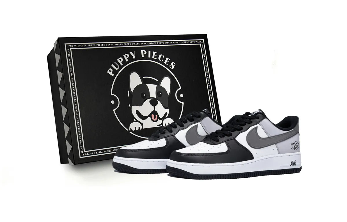 Nike Air Force 1 Puppy Fragment, Special Shoe Box Low top Skateboard Shoes Men's White Dark Gray