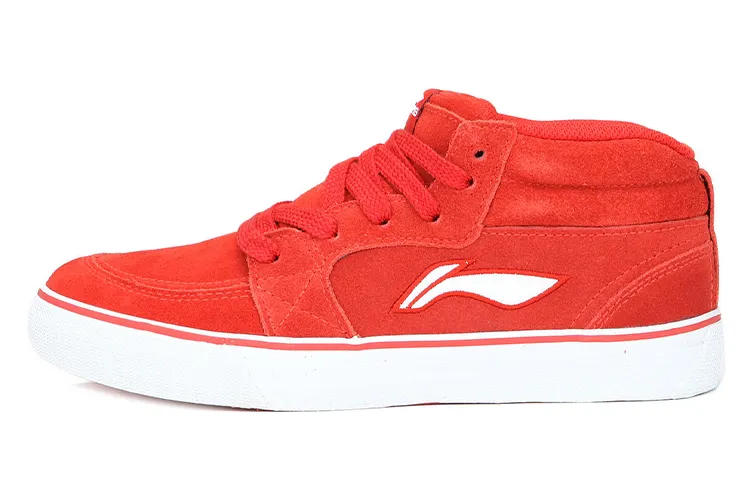 Li Ning Skateboard Shoes Women's Mid Top Orange/Red/White