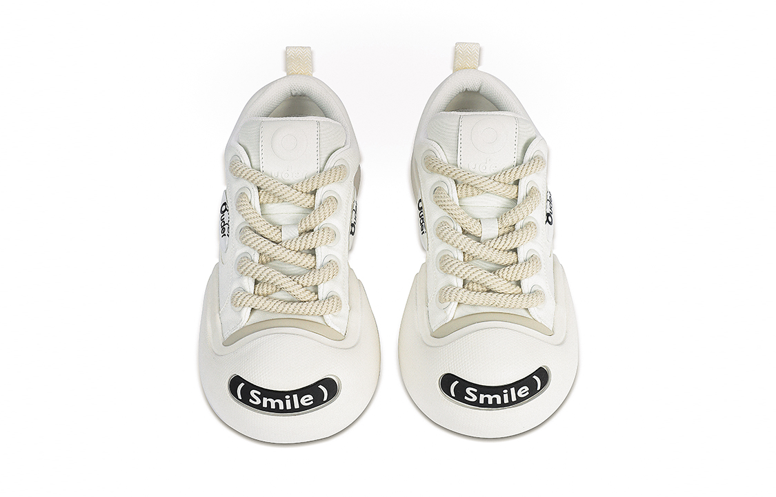 Ouder Smiler Classic Trendy Vintage Height Increasing Low top Canvas Skateboard Shoes Unisex Ecru