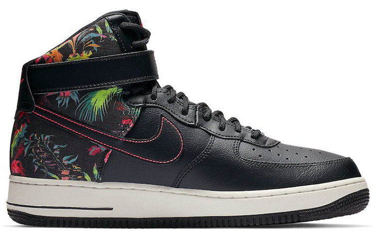 Мужские высокий кеды Nike Air Force 1 Black Floral (черные) — Чёрный — фото 2