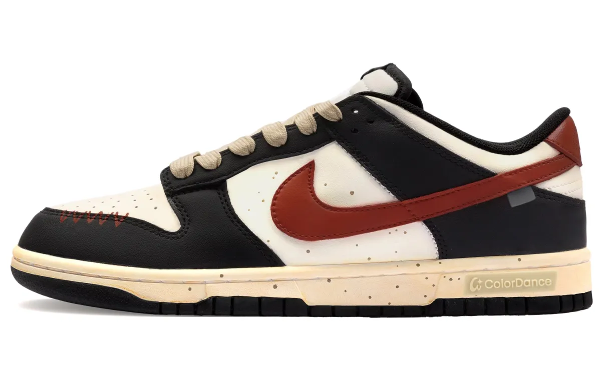 Nike Dunk Abrasion Resistant Abrasion Resistant Low top Skateboard Shoes Unisex Black Gray Red