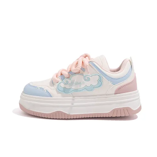 Global HUANQIU Comfortable plus fleece, warm, fashionable, cute and versatile, non-slip and wear-resistant, low-top sneakers, women's style, white powder