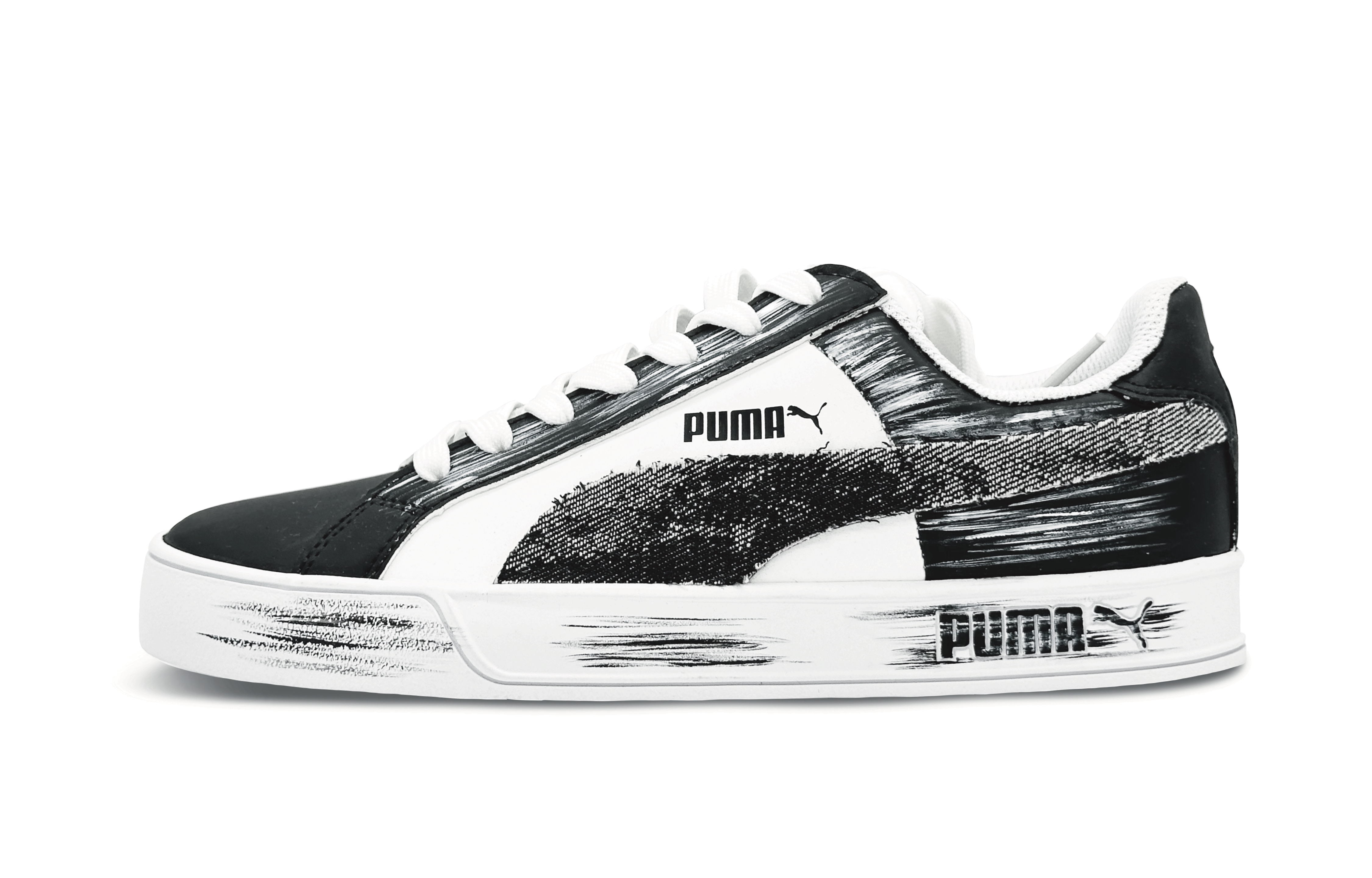 PUMA Smash Vulc Coverage Low top Skateboard Shoes Unisex Black White Gray