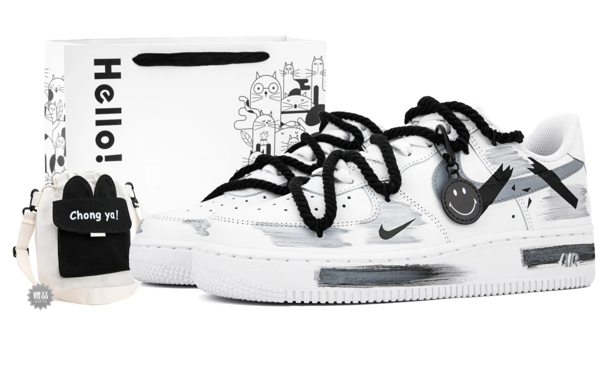 Nike Air Force 1 Cushioning Support Breathable Low top Skateboard Shoes Unisex Concrete Gray