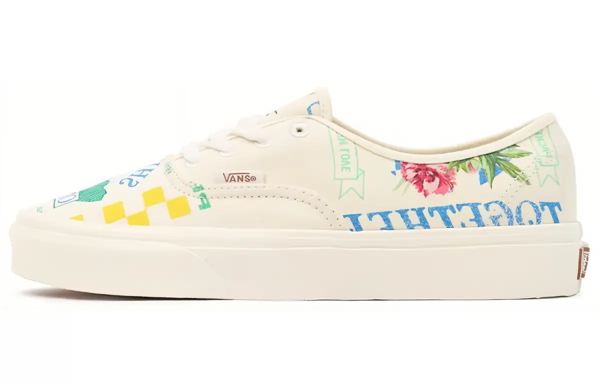 Vans Authentic Low Tops Casual Skateboarding Shoes Unisex White Green Blue Cartoon Printing 'White Green Blue'