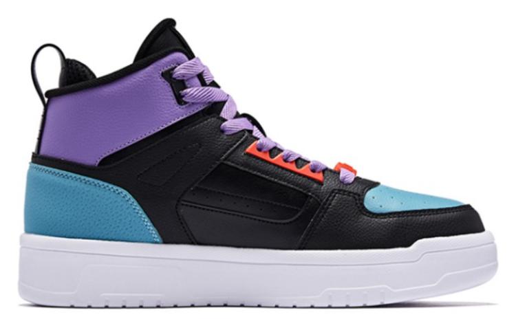 QIAODAN High top Skateboard Shoes Men's Black Purple