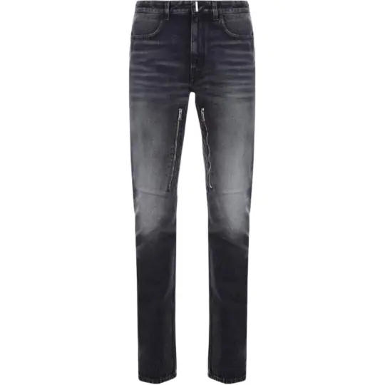 Givenchy Jeans Men's Black/White Moderate Straight Fit Pants