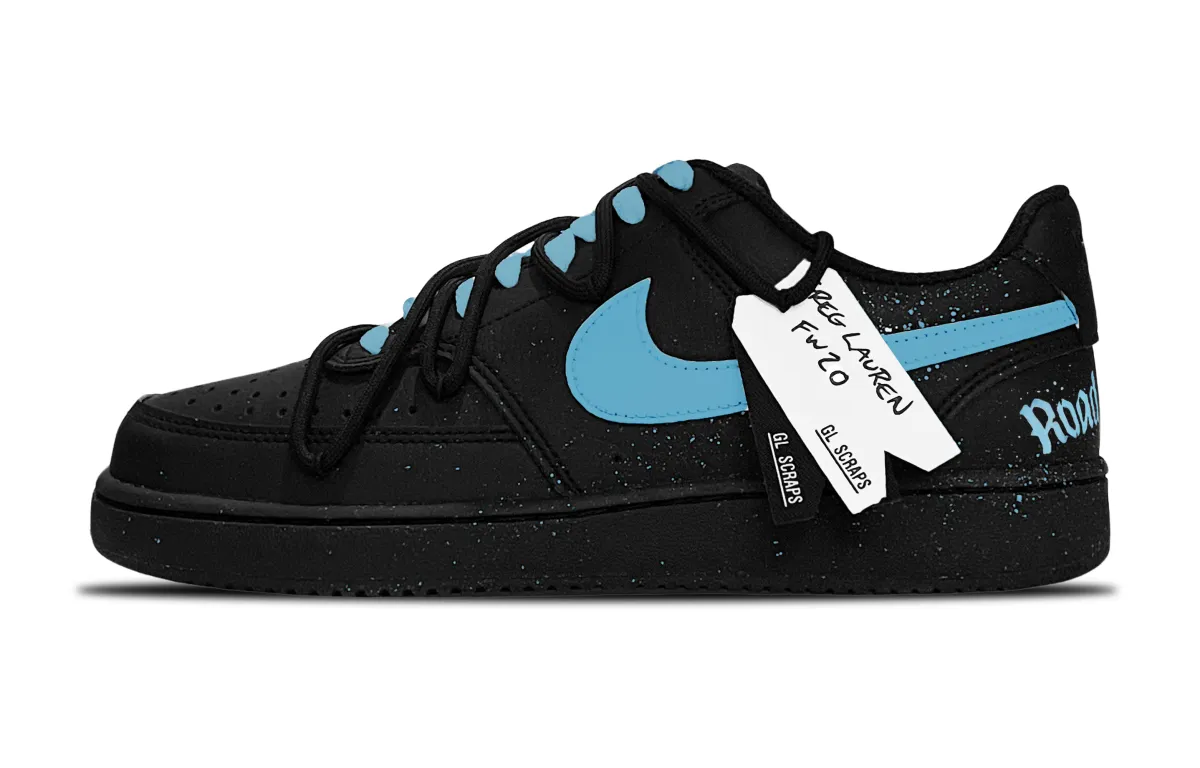 Nike Court Vision Low Slip Resistant Abrasion Resistant Low top Skateboard Shoes Unisex Black Blue