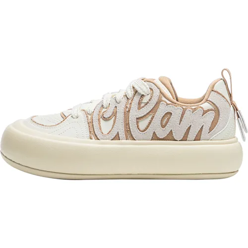 Li Ning Cream Puff Platform Trendy Collection Low top Skateboard Shoes Women's White