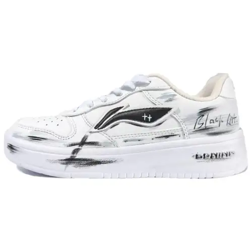 Li Ning Floating Boat Cushioning Slip Resistant Low top Skateboard Shoes Unisex White Black