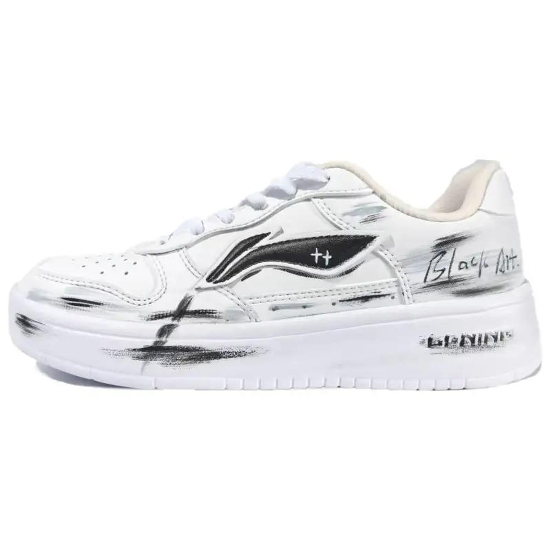 Li Ning Floating Boat Cushioning Slip Resistant Low top Skateboard Shoes Unisex White Black