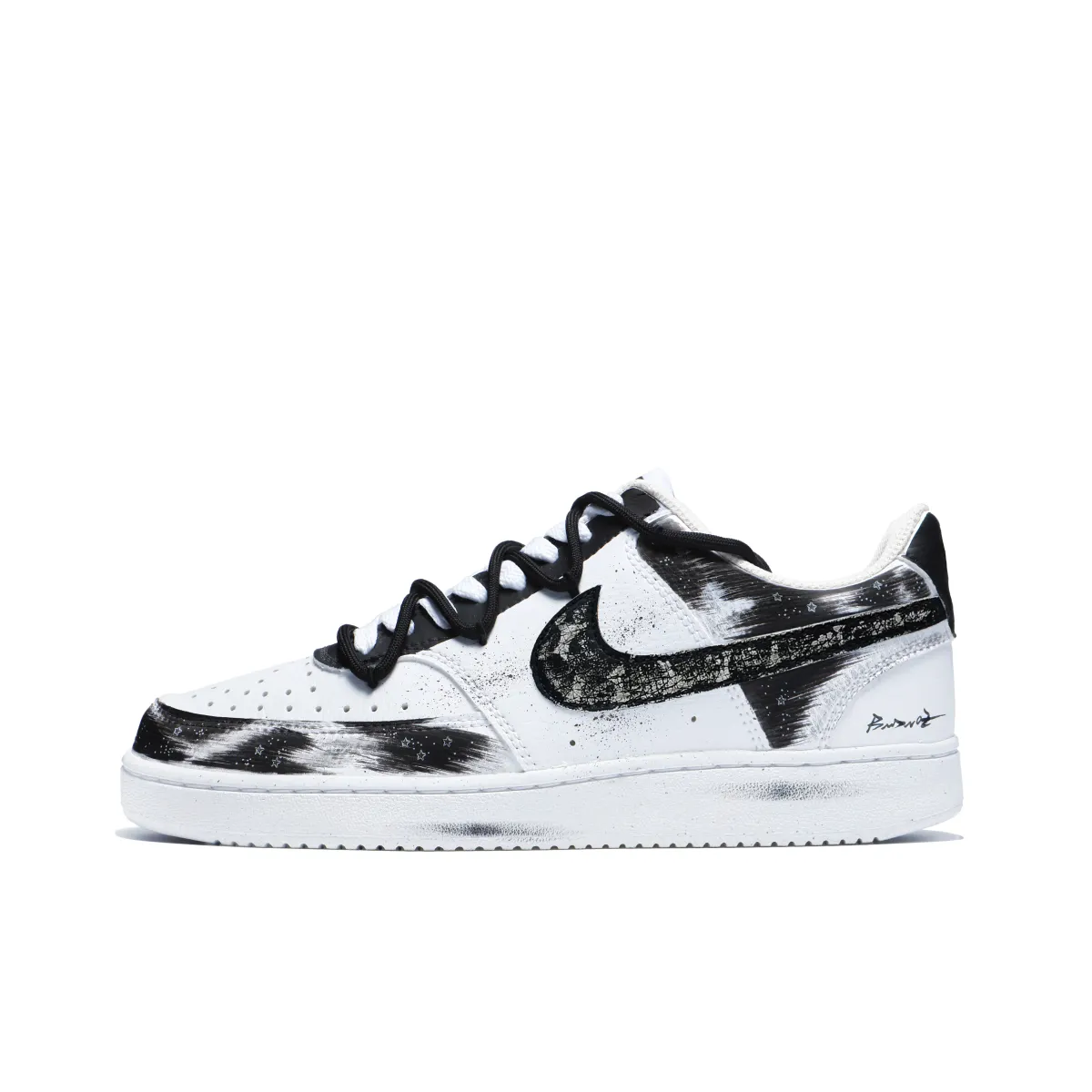 Nike Court Vision 1 Low top Skateboard Shoes Men's Black White