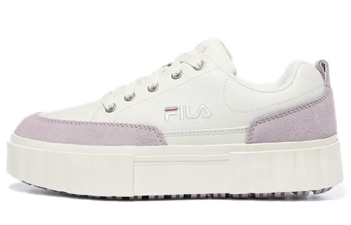 FILA Sandblast Synthetic Leather, Split Suede Abrasion Resistant Low top Skateboard Shoes Women's White Purple