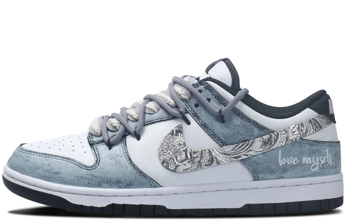 Nike Dunk Abrasion Resistant Low top Skateboard Shoes Men's Blue White