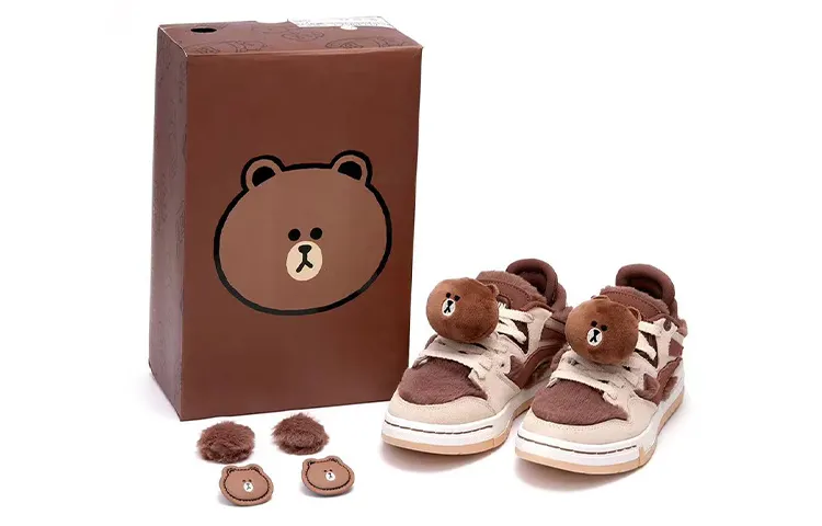 Li Ning x LINE FRIENDS Wave Pro Brown Bear Slip Resistant, Abrasion Resistant, Lightweight Low top Skateboard Shoes