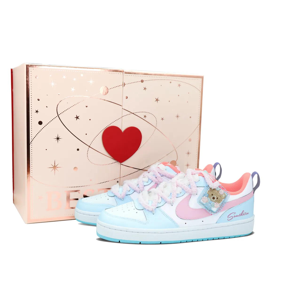 Nike Court Borough Bear Gummies Box Lightweight And Breathable Low top Skateboard Shoes GS