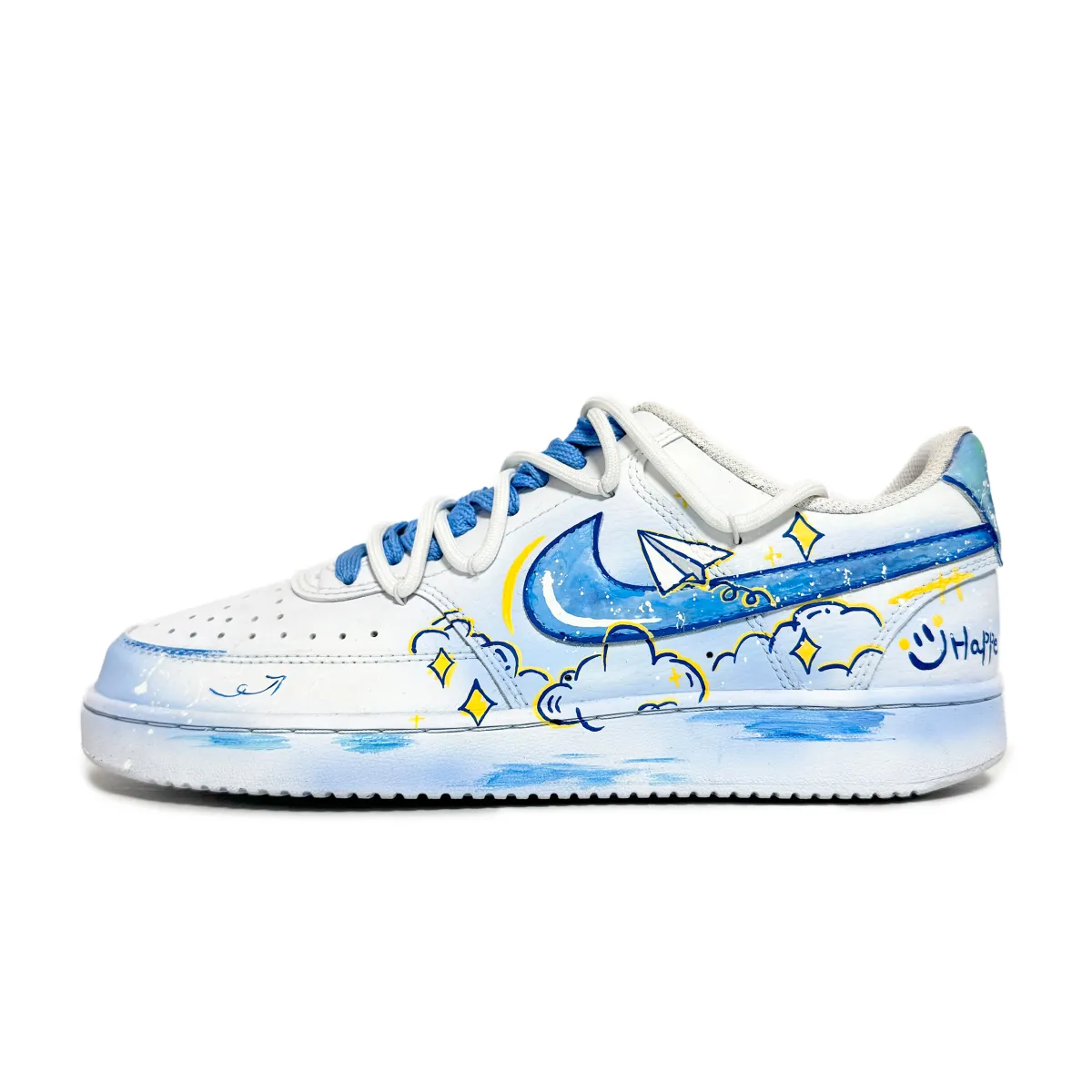 Nike Court Vision 1 Lightweight Breathable Lightweight And Breathable Low top Skateboard Shoes Unisex White Blue