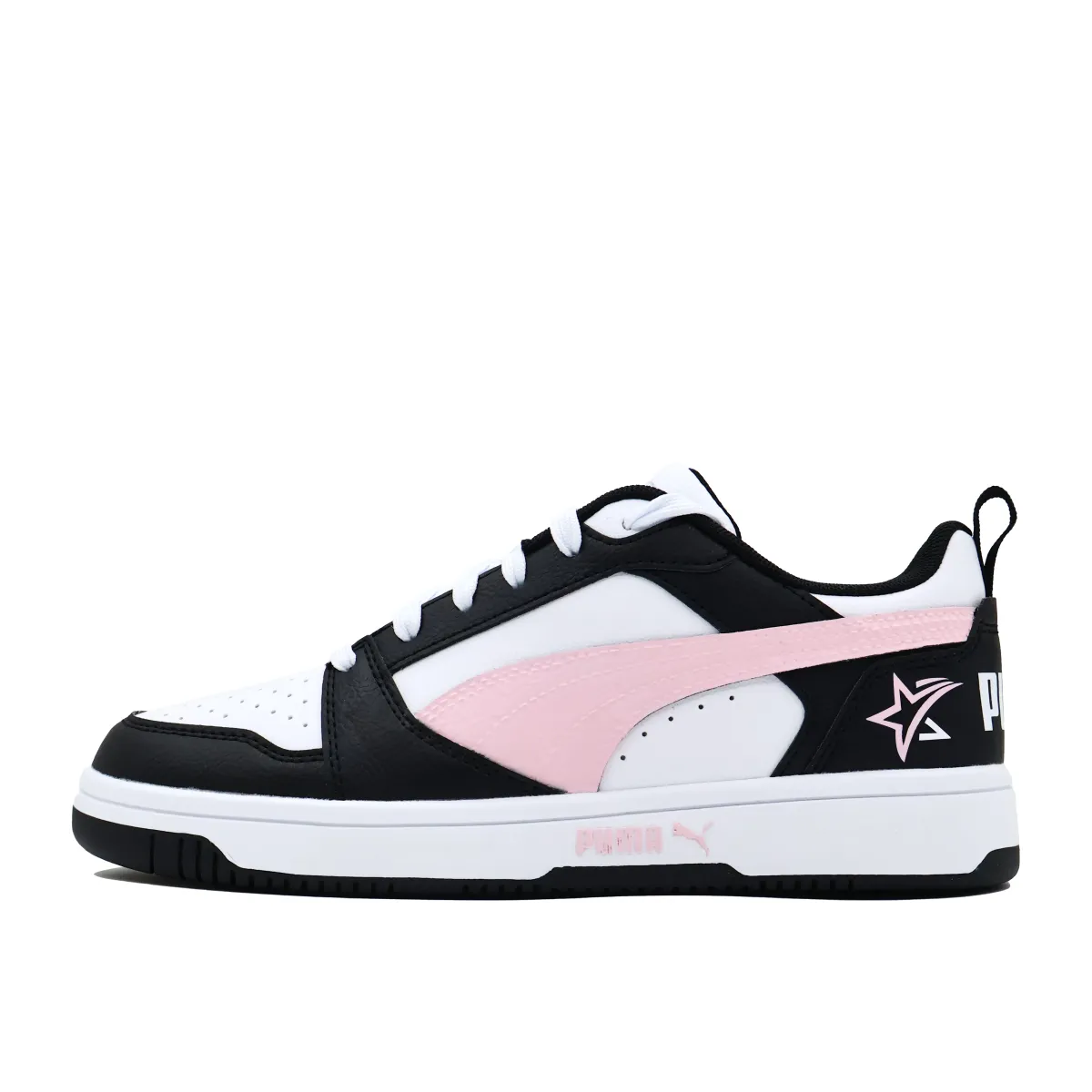 PUMA Rebound V6 Pink Shooting Stars Leather Slip Resistant Abrasion Resistant Low top Skateboard Shoes Unisex