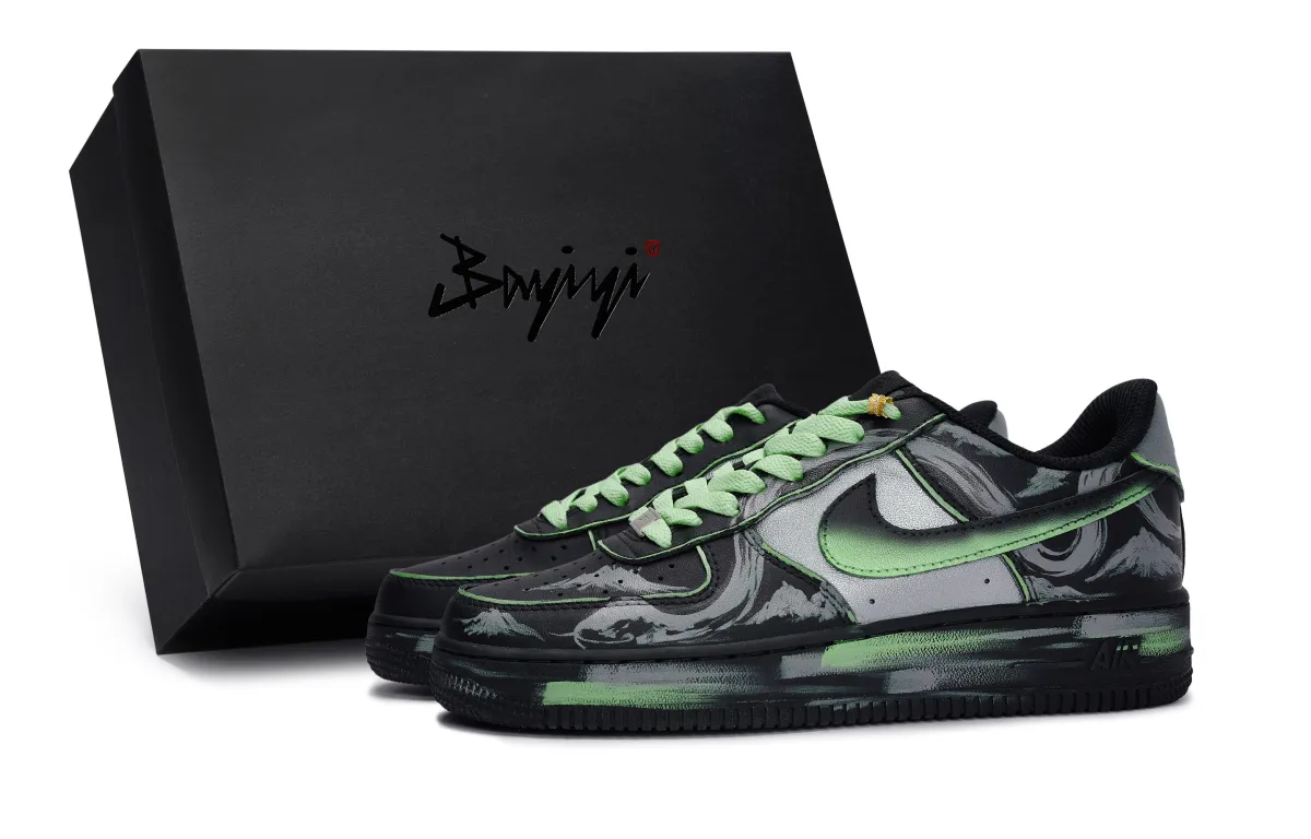 Nike Air Force 1 07 811 Manufacturing, Auspicious Snake Spirit Green, Special Shoe Box Low top Skateboard Shoes Unisex