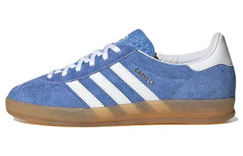 Adidas Originals Gazelle Indoor Suede Trendy Casual Low-Top Skate Shoes Unisex Blue White Brown