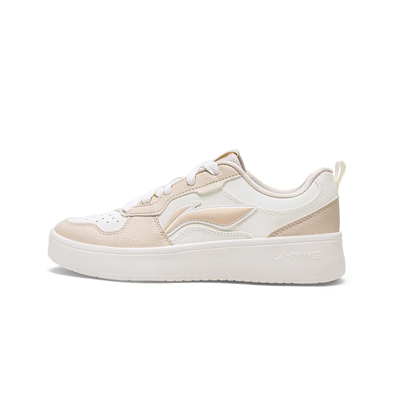 Li Ning First Cloud Balance Lightweight Breathable Low top Skateboard Shoes Women's White Gray