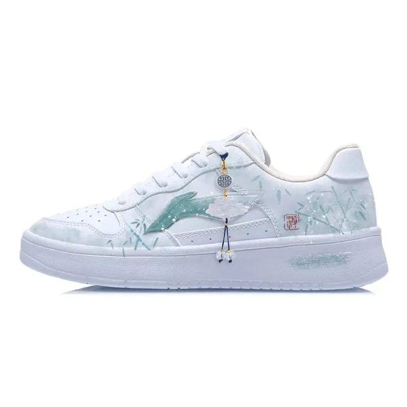 Li Ning Floating Boat Abrasion Resistant Lightweight Slip Resistant Low top Skateboard Shoes Women's White Green