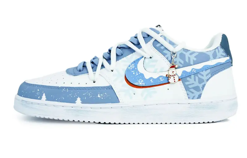 Nike Court Vision 1 Low top Skateboard Shoes, Height Increasing Women's White Blue