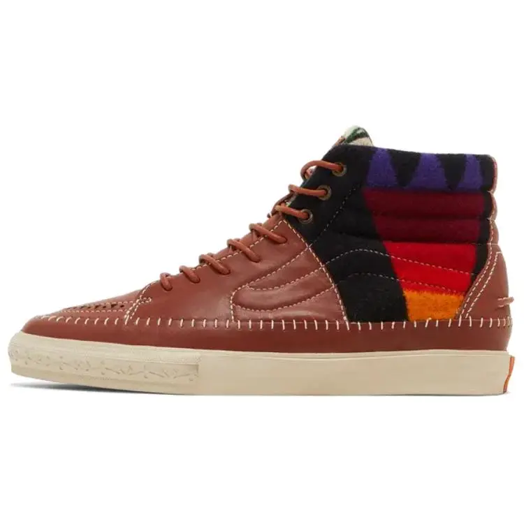Taka Hayashi x Vans Sk8 Hi Leather High top Skateboard Shoes Unisex Brown