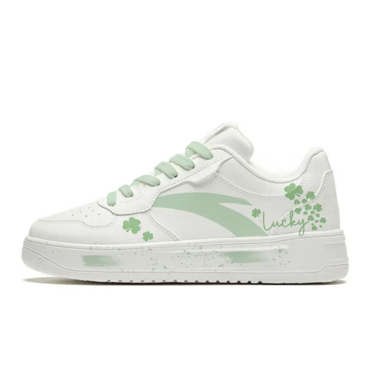 Anta Leaves 2.0 Slip Resistant Cushioning Abrasion Resistant Low top Skateboard Shoes Unisex White Green